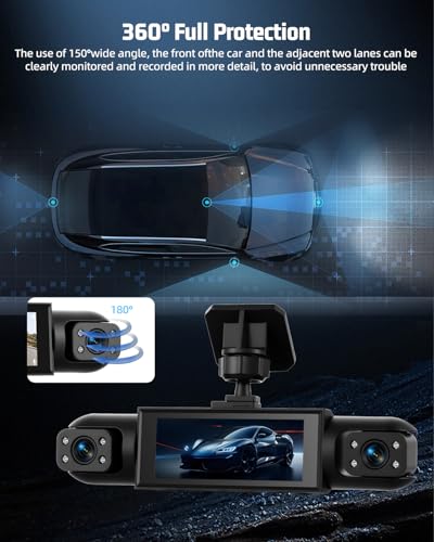 Dashcam 4 canales NHOPEEW 1080P con pantalla de 3.16 pulgadas y grabación en bucle 4