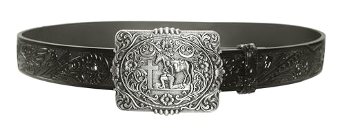 Image of Moranse Cross Cowboy Kneeling Prayer Horse Zinc Alloy Belt Buckles