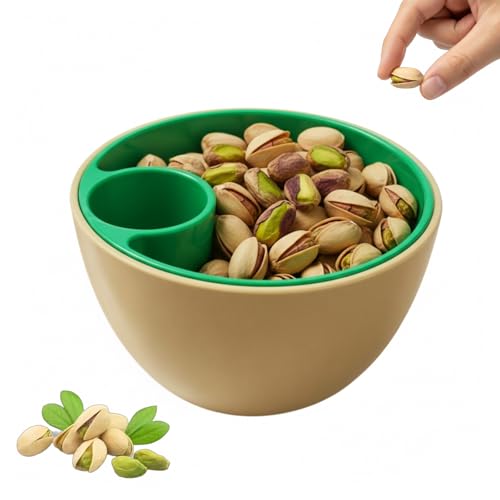 LQDXZQ Pistachio Bowl with Shell Storage 3D Plastic Pistachio Shell Container for Nut Lovers Reusable Snack Bowl with Integrated Shell Compartment Convenient Pistachio Cracker Tool(5.2x5.2)