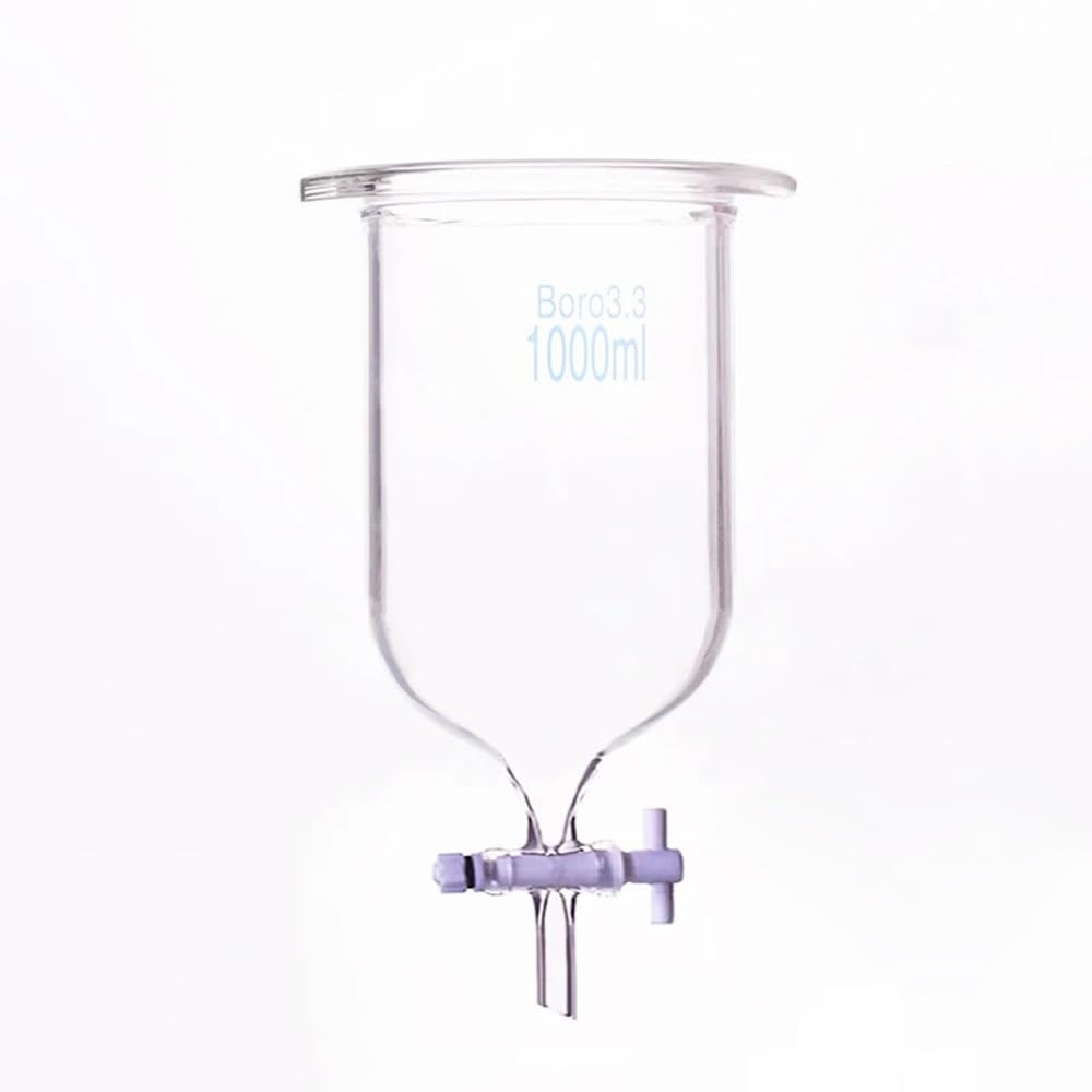 Frasco reactor cilíndrico de fondo redondo abierto de una sola capa, interfaz de brida, con válvula de PTFE, matraz de vidrio borosilicato(1000mL Flange100mm)