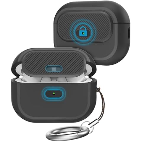 TRONWIN AirPods Pro 2nd Generation Case with Lock, One Piece Design AirPods Pro Case (2nd/1st gen), Soft Silicone Full Protective Cover with Easy Open/Close Lock for Women/Men (Black) Cover