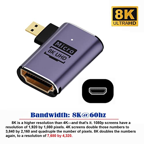 Adaptador conversor Micro HDMI 2.1 chenyang ángulo izquierdo miniatura 2