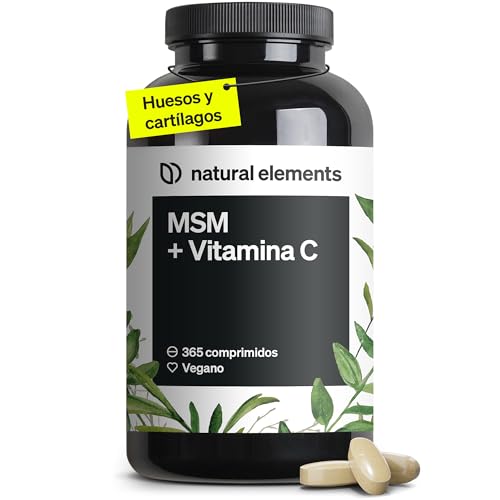 MSM 2000mg - 365 Tabletas con Vitamina C natural para el sistema inmunitario - Suministro para 6 meses - Suplemento metilsulfonilmetano de alta dosificación - Vegano y probado en laboratorio