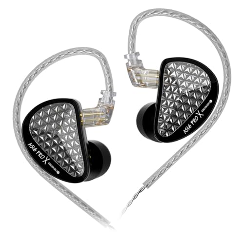 HIFIXAUDIO KZ AS16 PRO X in Ear Monitor 16BA HiFi Wired Earbuds Professional IEM Earphones with Precision Electronic Crossover Sparkling Diamond-Like Design for Musician Audiophiles (No Mic)