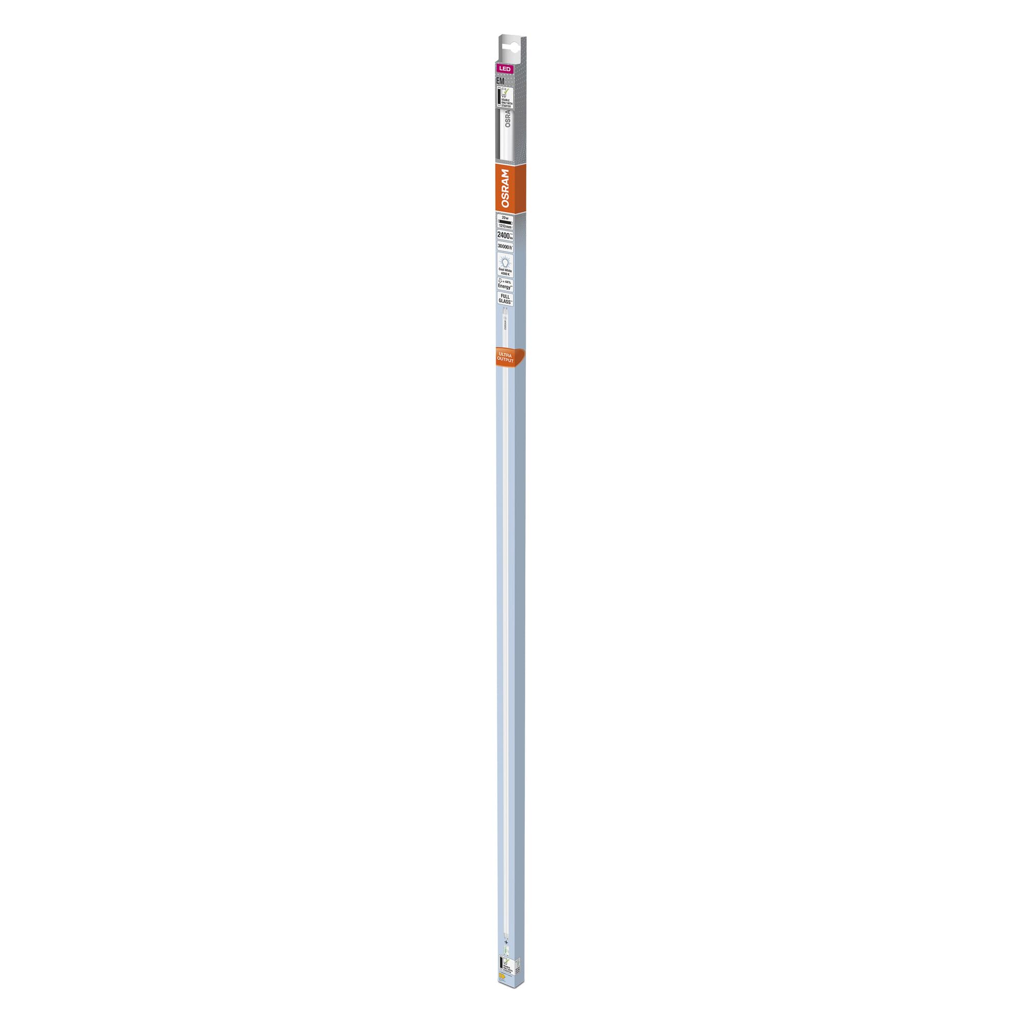 Osram Kosteneffiziente LED-Röhren für elektromagnetische Vorschaltgeräte, 20 W, G13, Tube, double-ended, 4000 K, LEAD FREE Glas, Kalt weiß, 8-er Pack