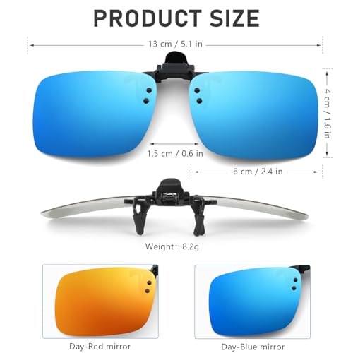 Image of Hifot Clip on Sunglasses 4 Pack,Polarized Lens Fit Over Prescription Glasses,Flip up Rimless Sunglasses
