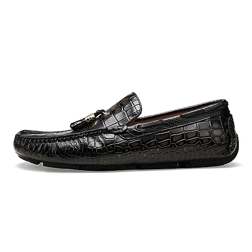 Men's Leather Penny Loafers, Casual Alligator Pattern Business Dress Shoes Slip on Driving Moccasins Loafer Shoes for Mens4