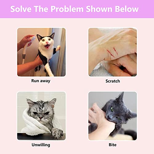Image of KlerRoem Cat Bathing Bag, Adjustable Anti-bite and Anti-Scratch Cat Shower Mesh Grooming Bag for Pet Dogs and Cats, Includes Pet Nail Clipper, Nail File, Grooming Glove, and Cat Shell Comb