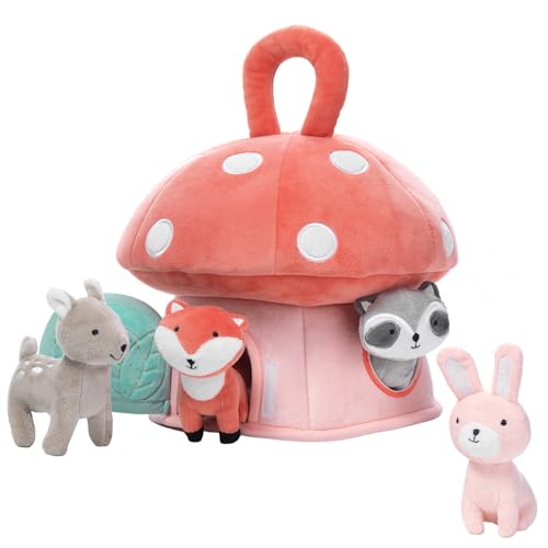 Image of Lambs & Ivy Interactive Plush Mushroom House with Stuffed Animal Toys