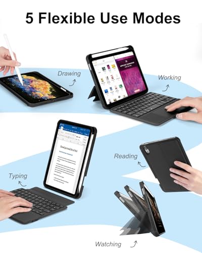 Case with Trackpad Keyboard for iPad mini 7th(A17 Pro, 2024)/6th Generation 8.3 inch,7-Color Backlit Wireless Keyboard Magnetic Detachable Multi-Angle Stand Cover for iPad mini 6 7 Black
