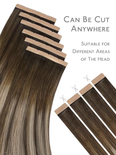 Image of WENNALIFE 3.15 inch Wide Tape in Hair Extensions Human Hair, Tape in Weft
