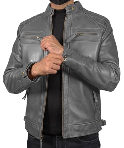 Mens Real Leather Jacket - 100% Lambskin Leather Biker Vintage Jacket Motorcycle Distressed Leather Jacket4