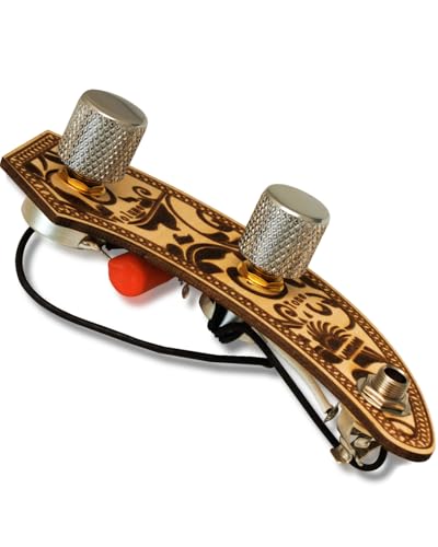 LAMSAM Customer Made Wiring Harness for Precision Bass Guitar, Prewired P Bass Electronics Kit, 250kΩ Brass Split Shaft Pots, .01uF Orange Capacitor, Mono Output Jack, Knurled Metal Knobs