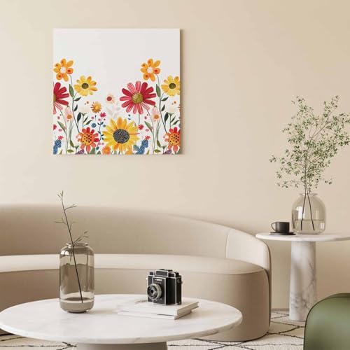 VamJump アートパネル 絵画 こどもの日 ひまわり 春 水彩画 抽象 花 インテリア 壁掛け 北欧風 子供部屋 かわいい キャンバスプリント 1:1 リビング 保育園 プレゼント ギフトトイレ 部屋に飾る絵 アート 絵 置物 雑貨 癒しグッズ 人気