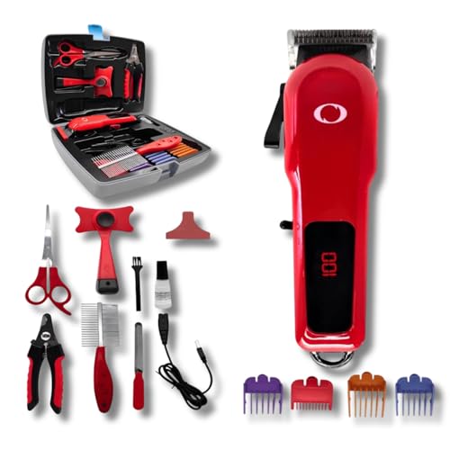 Maquininha Sem Fio de Tosar Pet Cães e Gatos Recarregavel Kit Com Acessorios Bivolt 110/220v