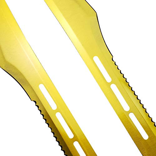 Tactical Master 27" Twin Tactical Machete 2 Pcs Set, Fantasy Katana Double Sword. for Collection, Gift, Camping, Outdoor Sports (Gold)