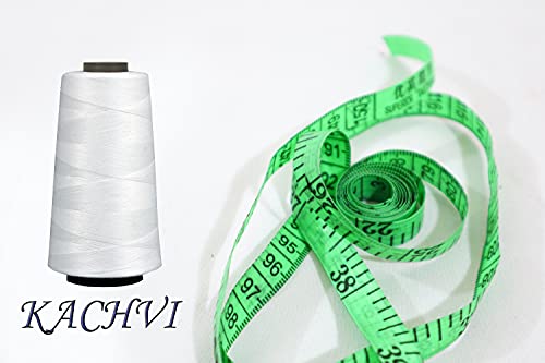 Image of Ace International Exports Overlock Polyester Cone Sewing Spools /Thread Set , 3000 m , White - Pack of 5