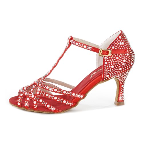 Image of Latinsoul Y205-34 Women's Crystal Embellished Latin Dance High Heel Shoes - Stylish Design Adjustable Ankle Strap Dance Shoes