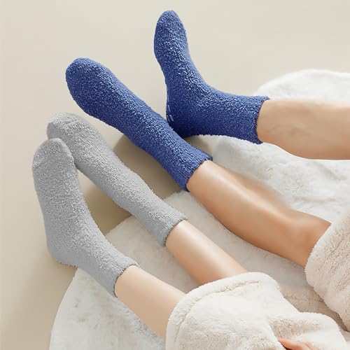 Image of AIBFRID Slipper Socks with Grips for Women Men, Mens Non Slip Ankle Fuzzy Soft Fluffy Sleep Socks Winter Thick Warm Cozy Grip Hospital Socks for Women Girls