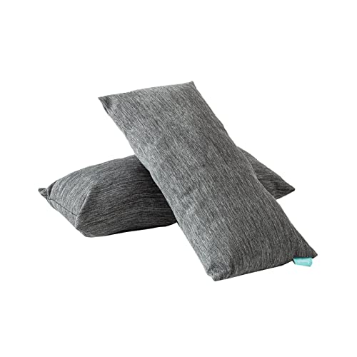 Image of QILLOWAY Outdoor Wicker Cushion Set of 5 - Waterproof Fade Resistant Patio Furniture Cushions, Loveseat 2 U-Shape 2 Lumbar Pillows for Porch, Bench, Backyard, Garden, Charcoal Grey,Black