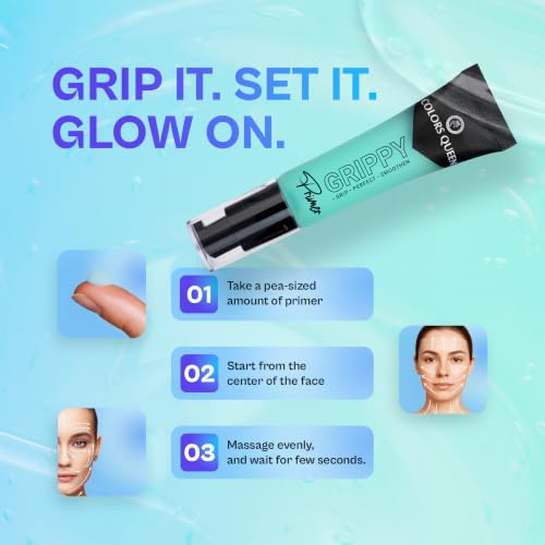 Image of Colors Queen Grippy Grip Primer for Face Makeup | Gel Based & Hydrating | Blurs Fine Lines, Wrinkles & Pores | Dewy Finish | Lightweight Primer Enriched with Niacinamide & Hyaluronic Acid (Green, 35ml)