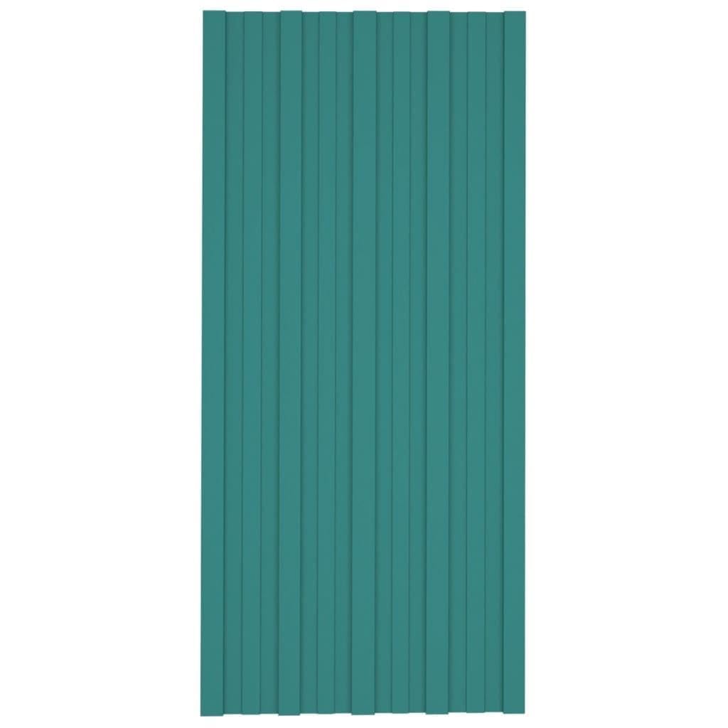 Sprzęt, materiały budowlane, pokrycia dachowe, panele dachowe 36 szt. stal ocynkowana zielona 100 x 45 cm