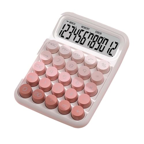 Calcolatrice con interruttore meccanico portatile per calcolo numerico di base robusto gradiente 16 x 11.5 x 3 cm rosa