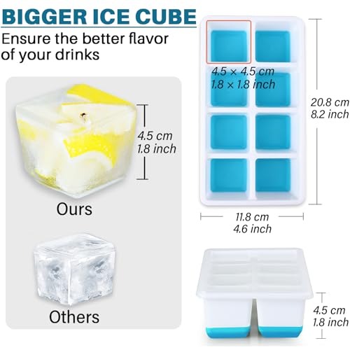 2 Pezzi Grande Ghiaccio Stampo, Furnsii XXL Stampo Cubetti Ghiaccio Silicone Con Coperchio, Senza BPA - Per Whisky, Cocktail, Cioccolato, Alimenti Per Bambini (nero) - immagine 4