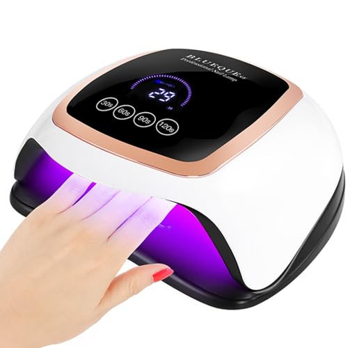 MKAKYES Lámpara de uñas de 168 W, lámpara de uñas UV LED, lámpara de uñas profesional con 4 temporizadores, pantalla táctil, sensor de infrarrojos, placa base magnética extraíble, adecuada para todos