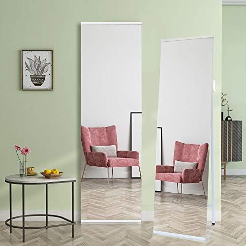 SILD Dresssing Long Mirror 150x40cm Free Standing Full Length Mirror - White Metal Framed Mirrors for Bedroom , Dressing room, Living room (150 x 40 cm)