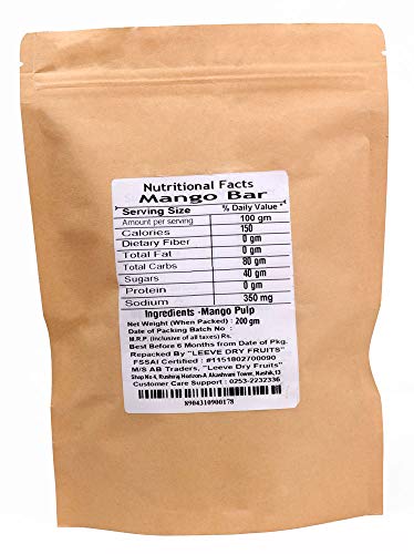 Image of Leeve Raw Mango Bar (Kachha Aam Papad) 200g | Tangy & Chatpata Mango Candy | Traditional Aam Papad | Summer Snack | Kids & Adults Favourite Sweet & Sour Treat