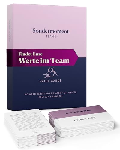 Sondermoment Teams – Value Cards | Wertekarten (Deutsch & English) | 100 Wertekarten, Moderationskarten Set für Coaching & Teambuilding | Tools für Coaches, Führungskräfte, Teamleiter, Kollegen