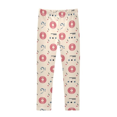 Music in A Retro Style Girls Leggings,Workout Leggings for Girls Toddler Athletic Leggings Size for 3-10T