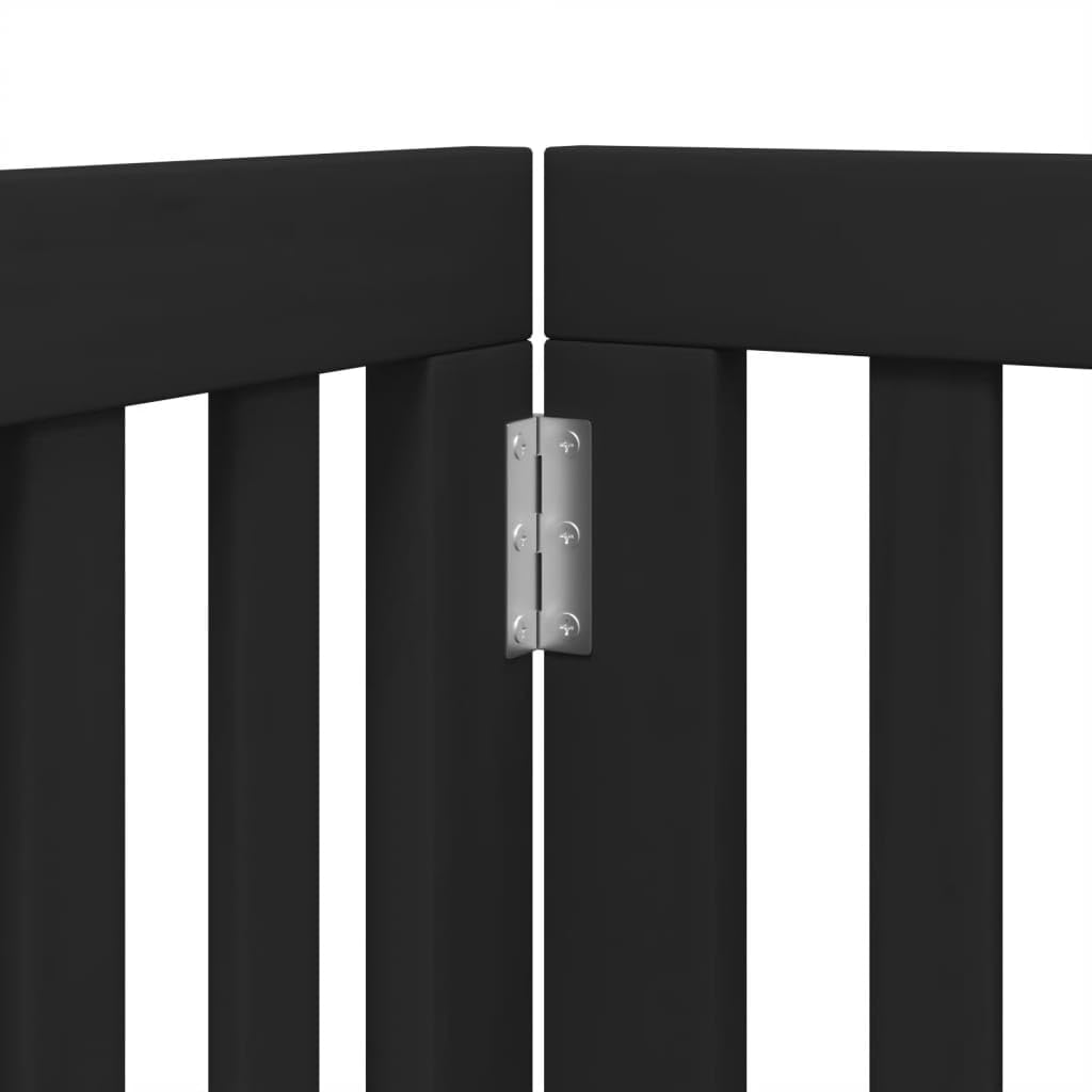 Homgoday Barrera de Seguridad para Perros Barrera,Barrera de Seguridad para Perros Mascotas,para Escaleras y Puertas Puerta para Perros Plegable 9 Paneles Madera álamo Negra 450 cm