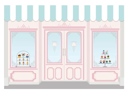 Allenjoy 7x5ft Ice Cream Parlor Shop Backdrop for Girl's Baby Shower 1st First Birthday Party Sweets Table Decor Event Decorations Photo Booth Background Supplies Props Pictures Drop