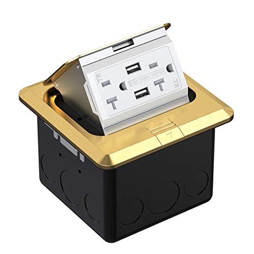 WEBANG Pop Up Floor Outlet Box-Brass Cover, 1Pack