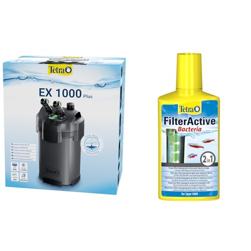 Tetra Aquarium Außenfilter EX 1000 Plus - leistungsstarker Filter für Aquarien bis 300 L + Tetra FilterActive Bacteria, 250 ml
