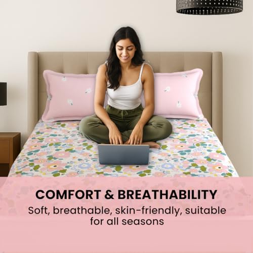 Image of Mafatlal Plush 140 GSM Double Bed Sheet Microfiber | 90 x 100 Inches |Queen Size | Soft, Strong & Easy Wash