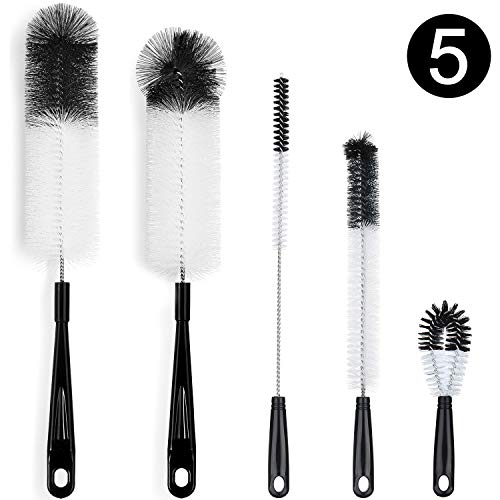 ALINK 5-Pack Bottle Cleaning Brush Set - Long Handle Black Bottle Cleaner