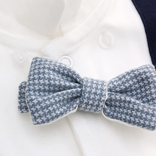 famuka Baby Boy Two Piece Suit Coat and Romper Outfit Infant Formal Suit Toddlers Wedding Tuxedo2