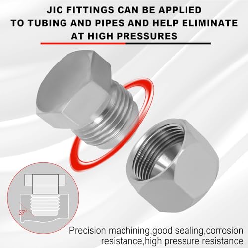 Image of 72 PCS Hydraulic Cap and Plug Kit - JIC 37 Carbon Steel Zinc-Plated, Rust-Resistant Hose & Tube Fittings, Sizes 04 06 08 10 12 16, Hydraulic Hose End Protection for Industrial Equipment Repair