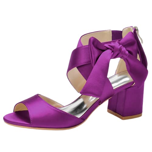 Sandales à talons carrés de mariage au design raffiné avec nœud chic pour femme