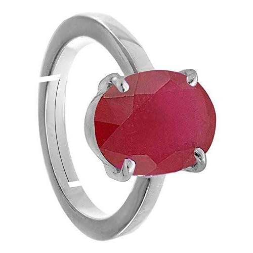 PARI SALES 8.25 RATTI Ruby/Manik Stone Silver Adjustable Ring for Men 1