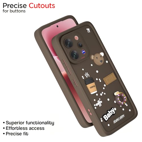 Image of Pikkme Back Cover for Vivo V70 5G | 3D Bear Silicone Cute & Fun Coffee Cartoon | Full Body Protection Bumper Case (Brown)