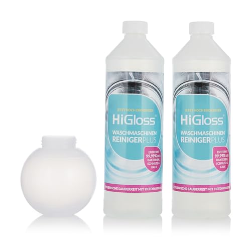 HiGloss Waschmaschinen-Hygienereiniger-Plus 2x 1000ml Hochkonzentrat mit Dosierhilfe – Entfernt Kalk, Schmutz & Gerüche – Für hygienische Sauberkeit & längere Lebensdauer – Waschmaschinenpflege HiGloss Waschmaschinen-Hygienereiniger-Plus 2x 1000ml Hochkonzentrat mit Dosierhilfe – Entfernt Kalk, Schmutz & Gerüche – Für hygienische Sauberkeit & längere Lebensdauer – Waschmaschinenpflege