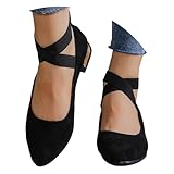 Escarpins à pieds larges pour femme - Élégantes - Petit talon - Chaussures basses confortables pour l'été et le printemps - Chaussures plates confortables pour femme - Pour dirndl - Talons hauts, Noir