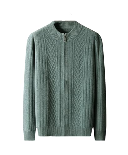 Men's Wool Knit Cardigan Sweater Round Collar Long Sleeve Zipper Fall Winter Large Size Outerwear