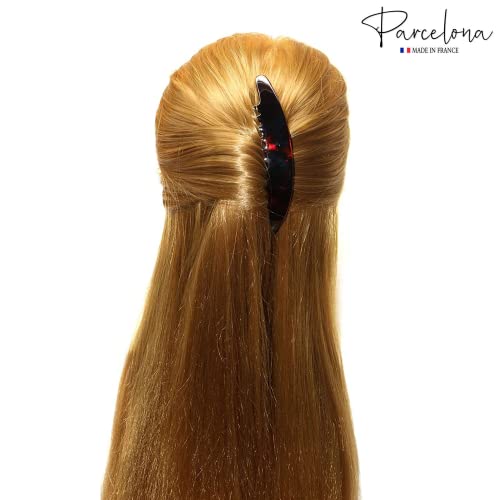 Parcelona French Tapered Edge Tortoise Shell Brown Large 5 Inch Celluloid 11 Teeth Set Of 2 Side Hair Combs For Women And Girls thumb #5