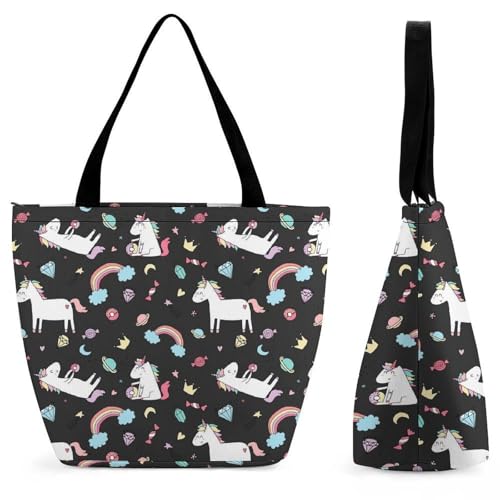 Sac de shopping femme Planète Licorne grand sac à main cabas voyage