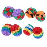 BESTonZON 8 Stück Kindergarten Sandsack Sitzsack Strick Kinderbälle Fußsack Kicksack Tasche Wurfspiel Fußkick Spielplatzball Häkel Kicksack Gestrickte Jonglierbälle Hackey